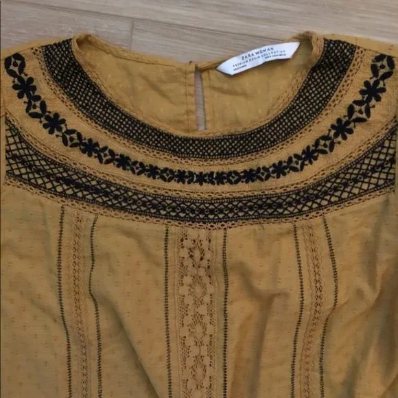Zara Embroidered Boho Blouse S - Picture 3 of 7